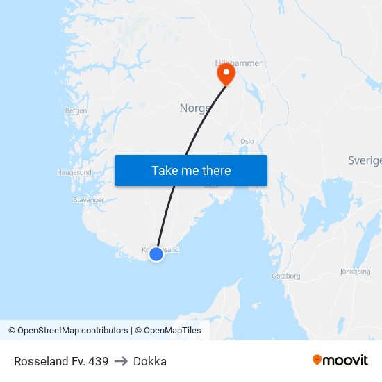 Rosseland Fv. 439 to Dokka map