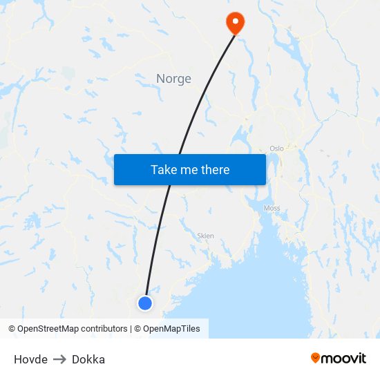 Hovde to Dokka map