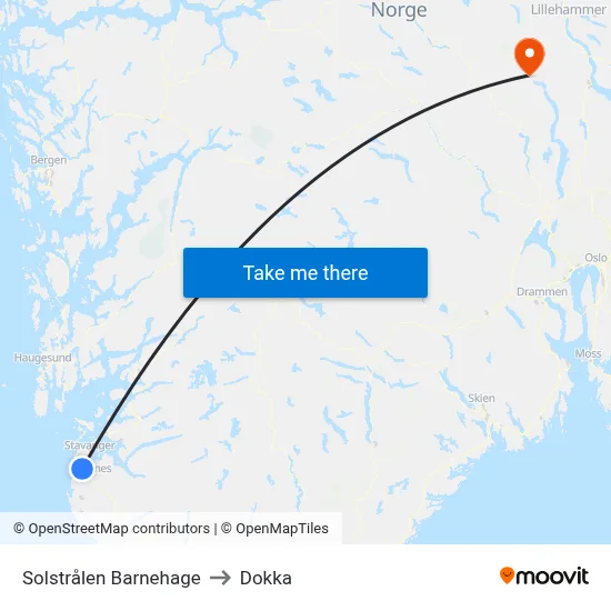 Solstrålen Barnehage to Dokka map