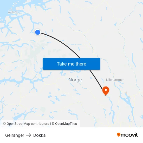 Geiranger to Dokka map