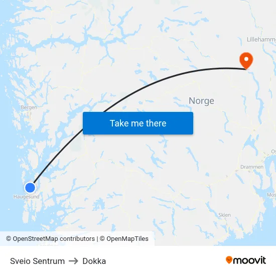Sveio Sentrum to Dokka map