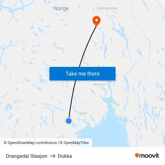 Drangedal Stasjon to Dokka map
