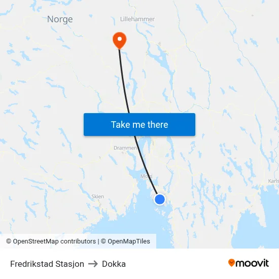 Fredrikstad Stasjon to Dokka map
