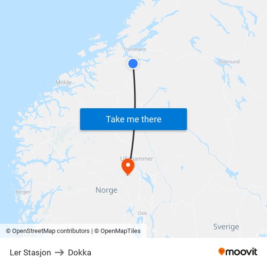 Ler Stasjon to Dokka map