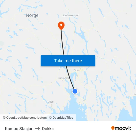 Kambo Stasjon to Dokka map