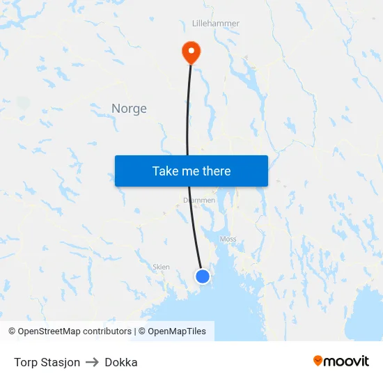 Torp Stasjon to Dokka map