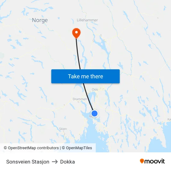 Sonsveien Stasjon to Dokka map