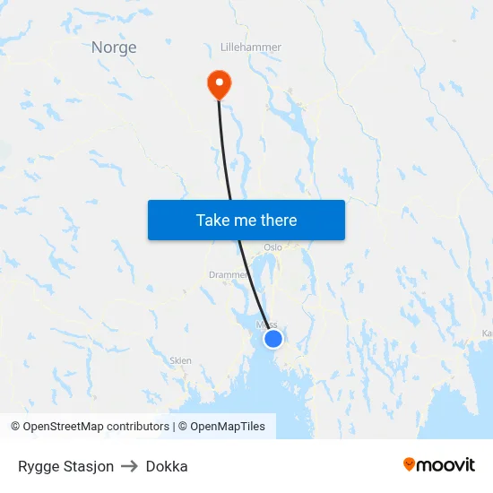 Rygge Stasjon to Dokka map