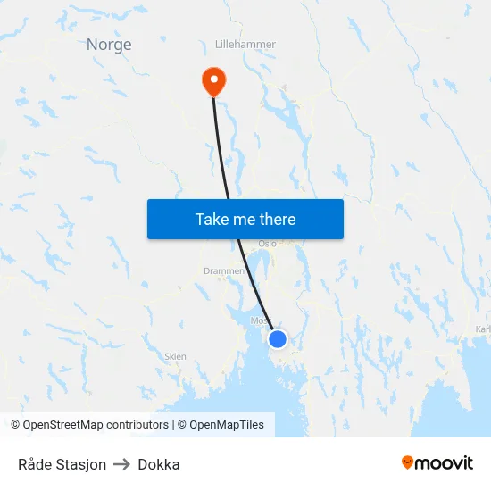 Råde Stasjon to Dokka map