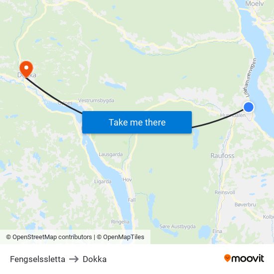 Fengselssletta to Dokka map