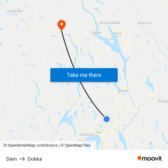 Dam to Dokka map