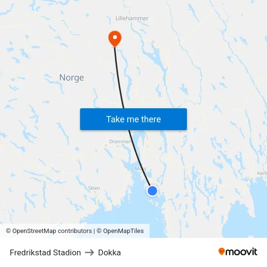 Fredrikstad Stadion to Dokka map