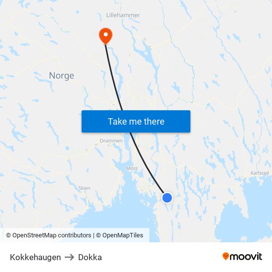 Kokkehaugen to Dokka map