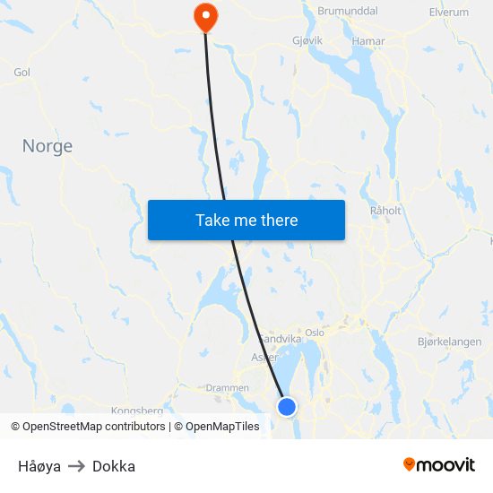 Håøya to Dokka map