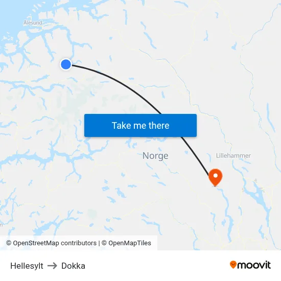 Hellesylt to Dokka map
