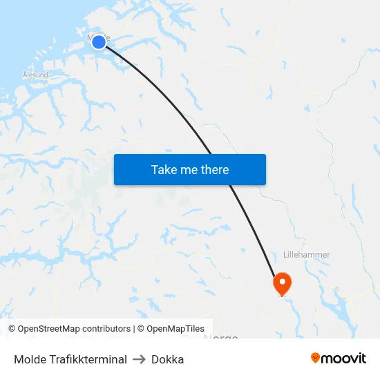 Molde Trafikkterminal to Dokka map