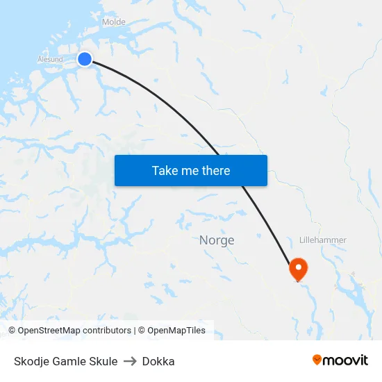Skodje Gamle Skule to Dokka map