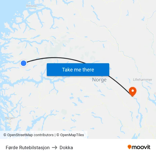 Førde Rutebilstasjon to Dokka map