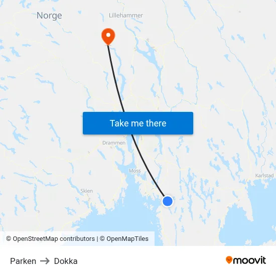 Parken to Dokka map
