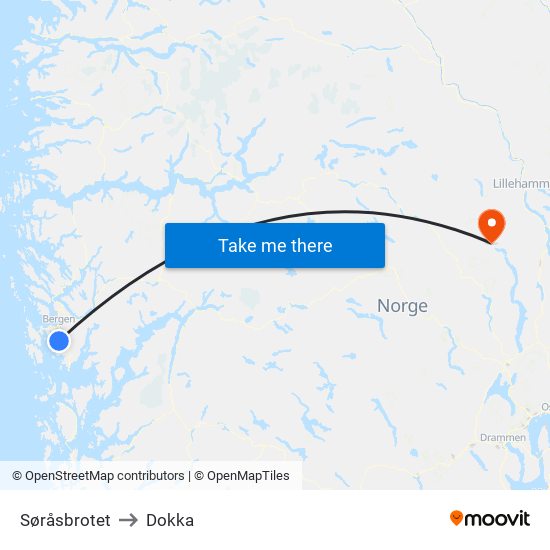 Søråsbrotet to Dokka map