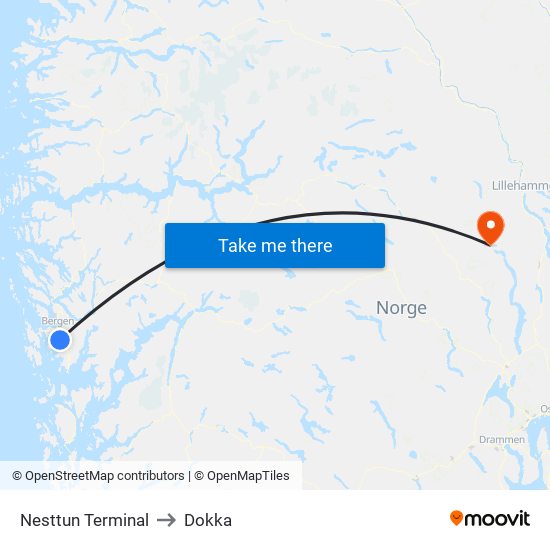 Nesttun Terminal to Dokka map