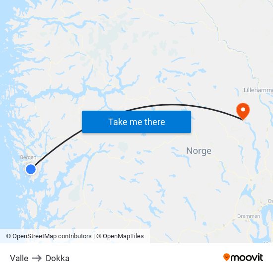 Valle to Dokka map