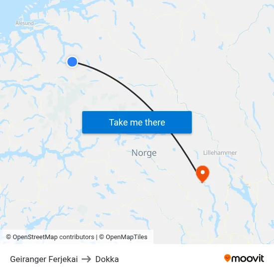 Geiranger Ferjekai to Dokka map