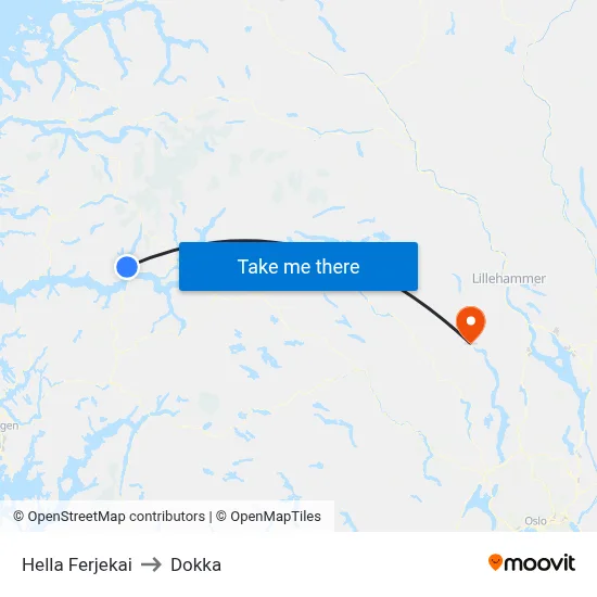 Hella Ferjekai to Dokka map
