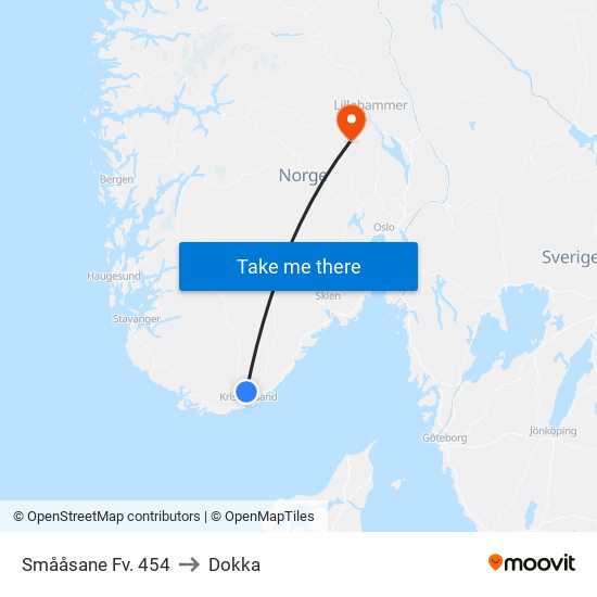 Smååsane Fv. 454 to Dokka map