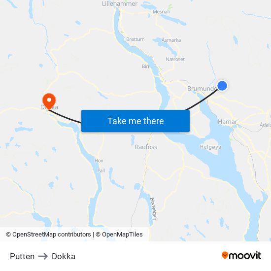 Putten to Dokka map