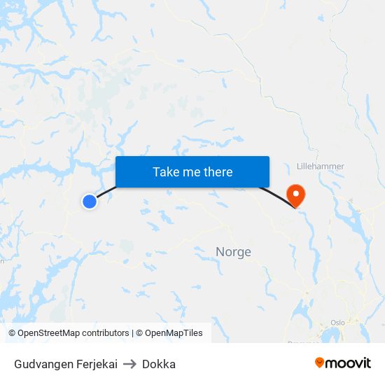 Gudvangen Ferjekai to Dokka map