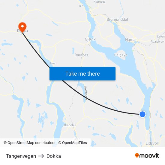 Tangenvegen to Dokka map