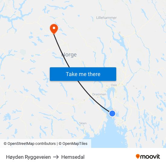 Høyden Ryggeveien to Hemsedal map