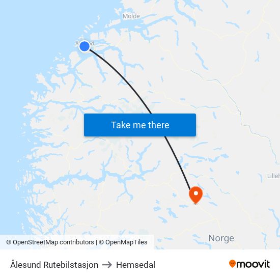 Ålesund Rutebilstasjon to Hemsedal map