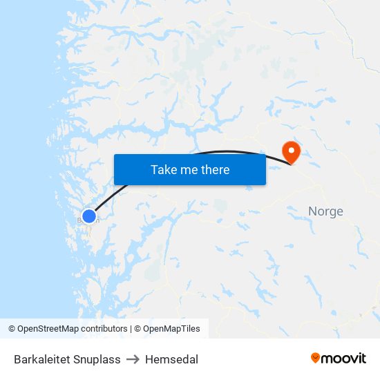 Barkaleitet Snuplass to Hemsedal map