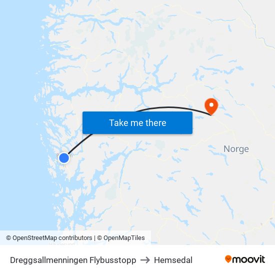 Dreggsallmenningen Flybusstopp to Hemsedal map