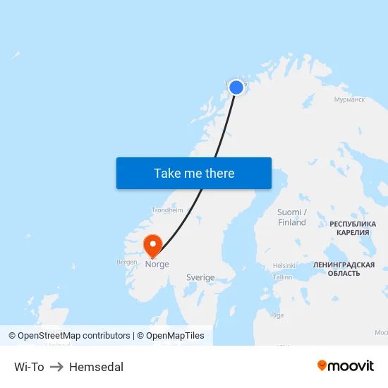 Wi-To to Hemsedal map