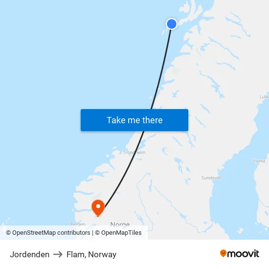 Vikingmuseet to Flam, Norway map