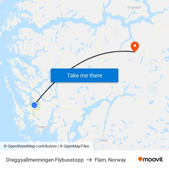 Dreggsallmenningen Flybusstopp to Flam, Norway map