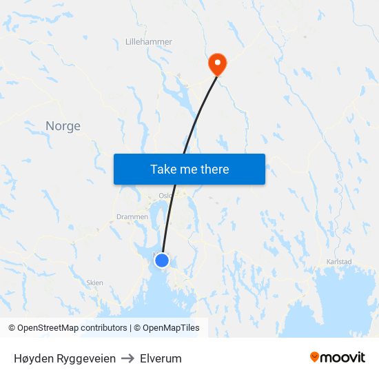 Høyden Ryggeveien to Elverum map