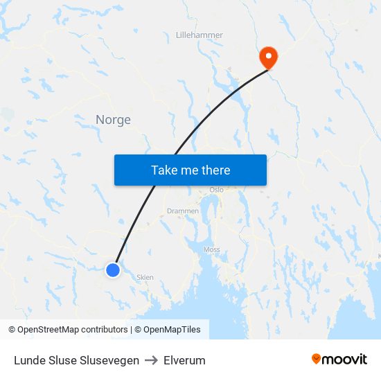 Lunde Sluse Slusevegen to Elverum map