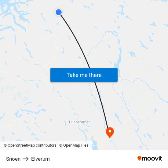 Snoen to Elverum map