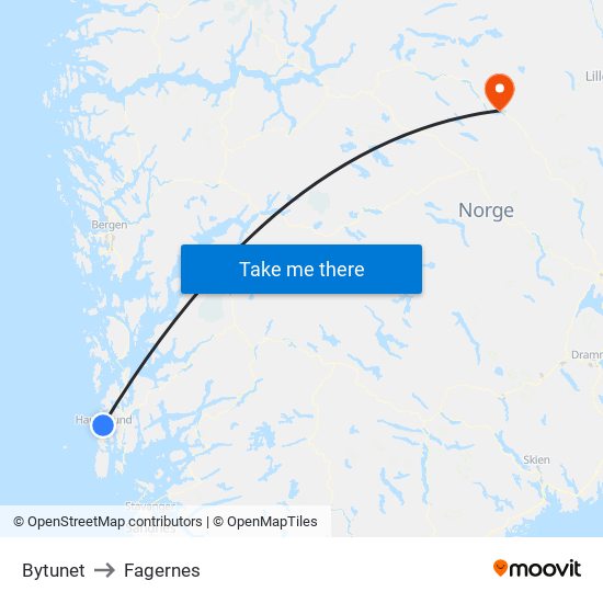 Bytunet to Fagernes map