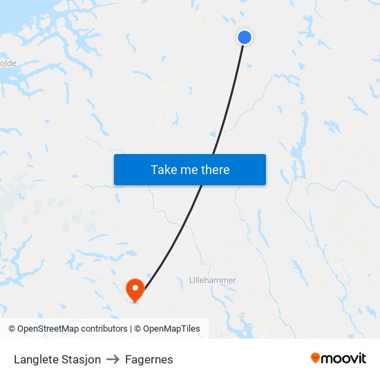 Langlete Stasjon to Fagernes map