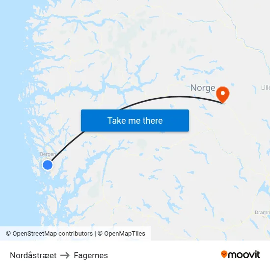 Nordåstræet to Fagernes map