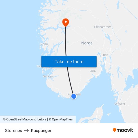 Storenes to Kaupanger map