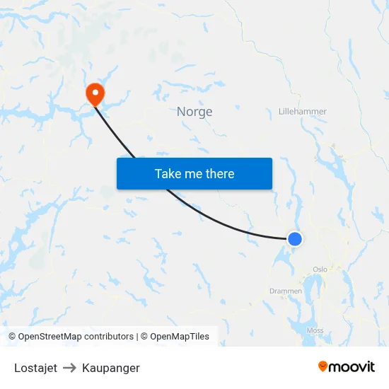 Lostajet to Kaupanger map