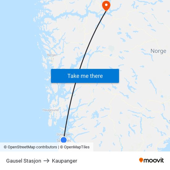 Gausel Stasjon to Kaupanger map