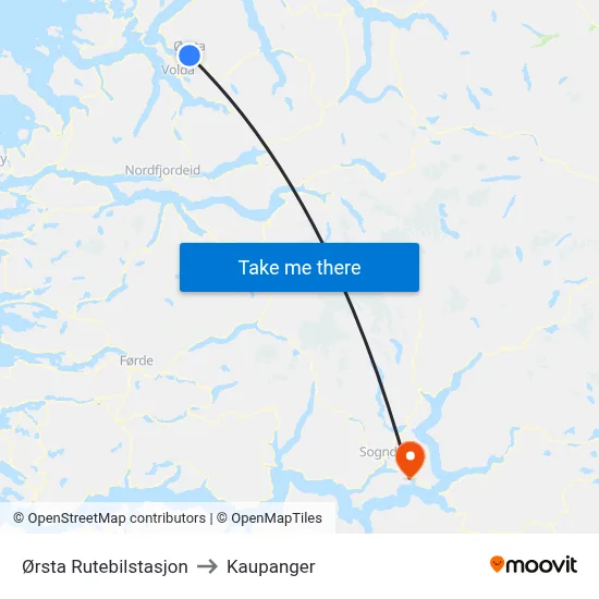 Ørsta Rutebilstasjon to Kaupanger map