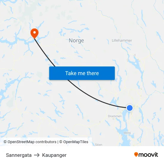 Sannergata to Kaupanger map